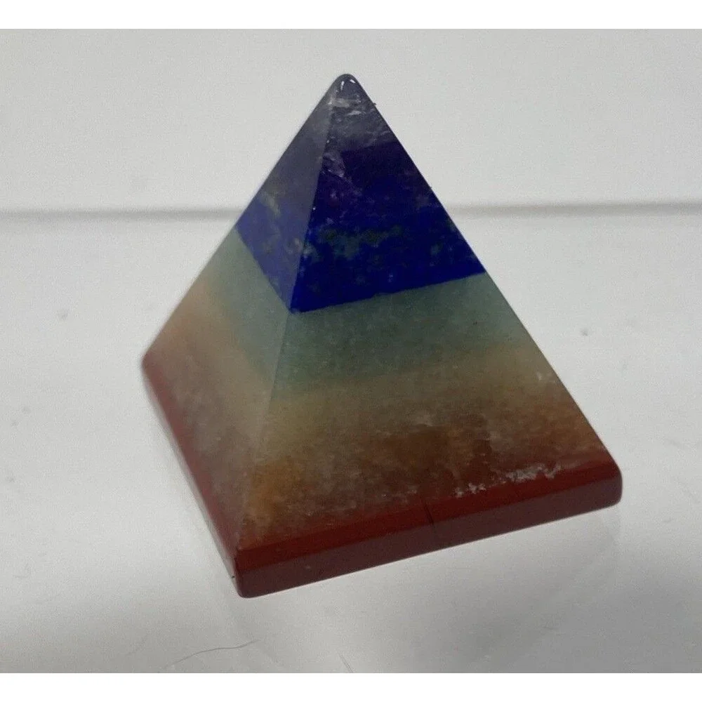 7 Chakra Crystal Pyramid Multicolor Agate Stone Worry Love Energy Healing